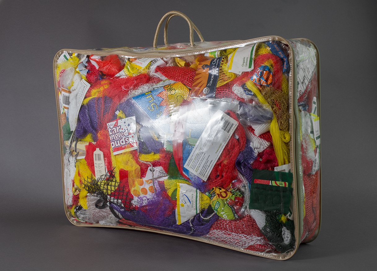 ON THE OTHER SIDE OF THE WINDOW LOOKING IN   |   FOUND COMFORTER CARRYING CASE, ORGANIC FRUIT & VEGETABLE NET COLLECTION   |   2.5' X 1.5' X 4"