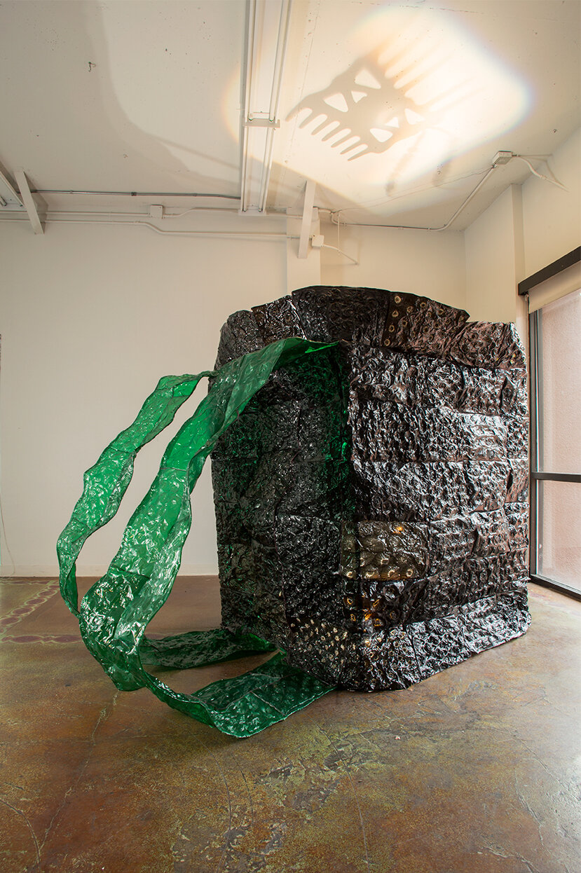I'LL CARRY YOU   |   ORGANIC COMMERCIAL FRUIT PACKAGING, WIRE,  PROJECTOR, HAIR CLIP   |   7' X 7' X 8'