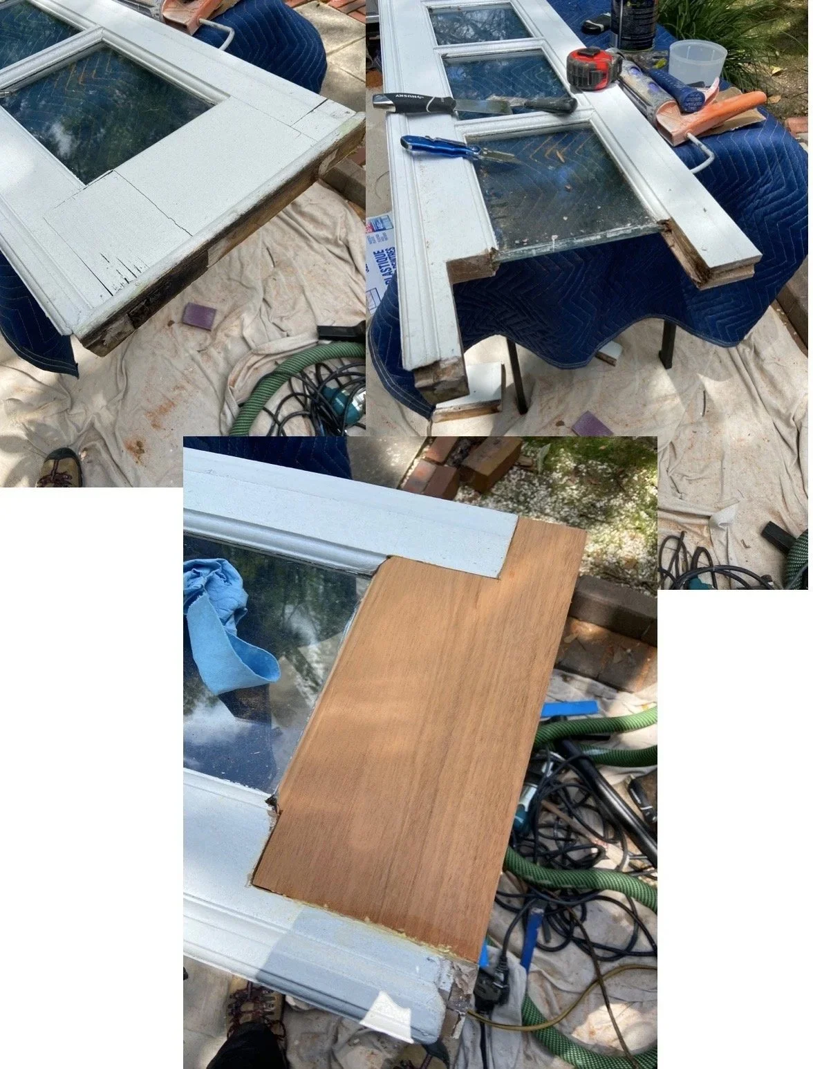 Replacing a section of exterior door with mahoghany