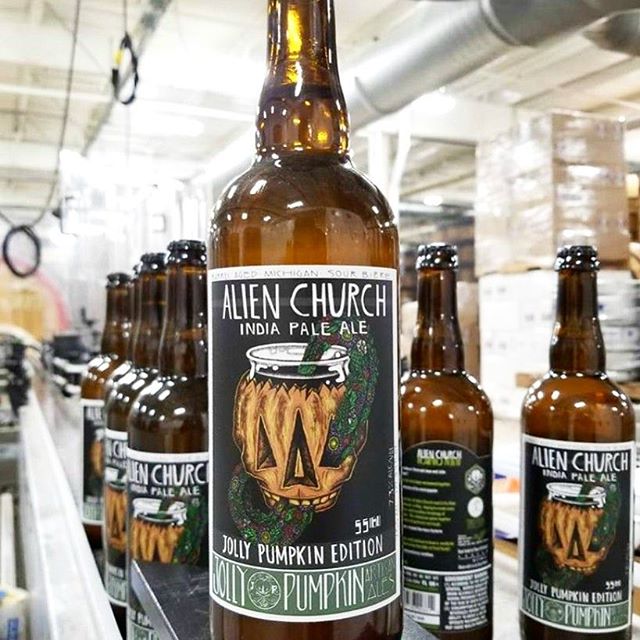 Ultra rare beer alert! 🍻@tiredhandsbrewing &amp; @jollypumpkin collab &ldquo;Alien Church&rdquo; a funky sour hazy IPA. Only 36 bottles exist in Georgia and we have 12 of them!