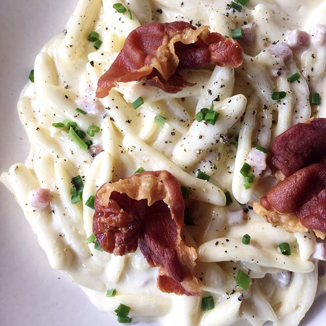 🍃🍂New Fall Menu drops tomorrow, October 17th!  Some new items are available now including this delicious Pasta Carbonara: country ham, farm egg, chives.🍂🍃 📸 @chefbhartley
