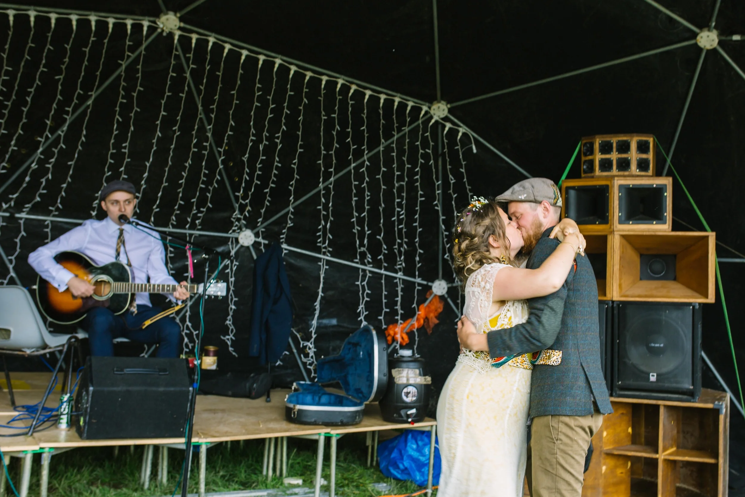 Festival wedding Farmer Phil's Shropshire Olivia Moon Photography