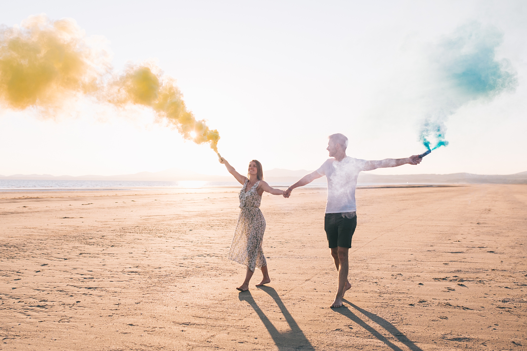 Coloured smoke wedding photography