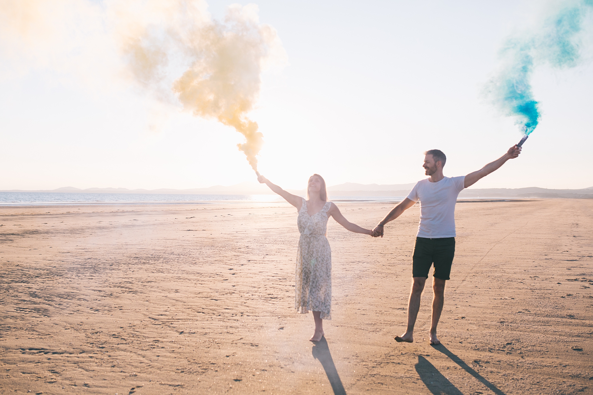 Coloured smoke wedding photography