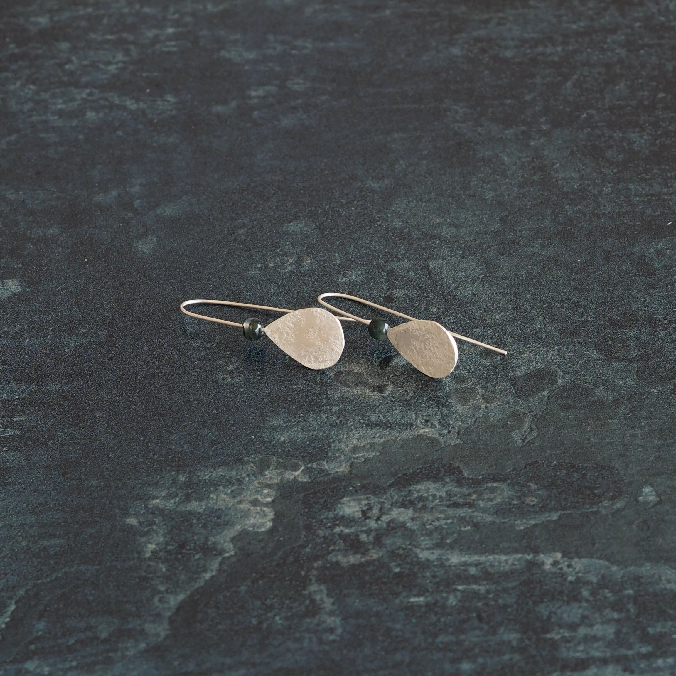 Silver Drops with Dark Green Agate - £40.JPG