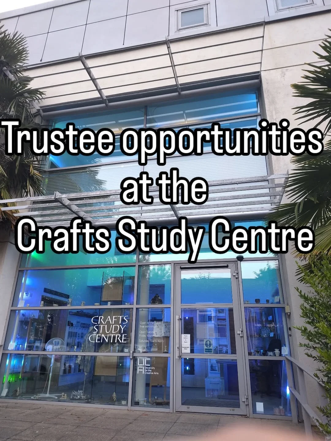 Would you like to be part of a team committed to asserting the relevance of craft research and practice in Britain today?

The Crafts Study Centre is recruiting new trustees to support our vision to nurture the study and practice of craft in all its 