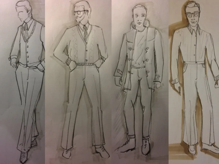 B2, Salter, B1 and Michael Black - costume designs for "A Number".