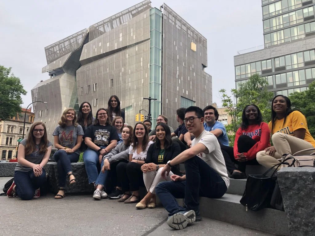 2019 DJNF business reporting interns from around the country spend a training week in NYC before their internships. Photo courtesy Paul Glader.
