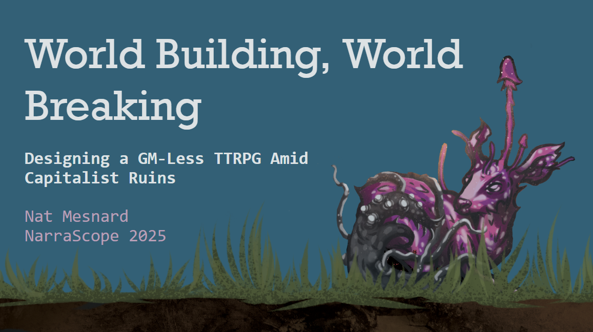 World Building, World Breaking: Designing a GM-Less TTRPG Amid Capitalist Ruins