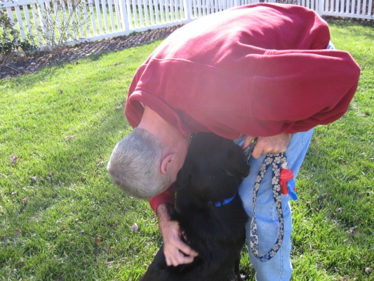 Buddy looking for comfort and reassurance from Don. He spent every day of the rest of his life being loved.