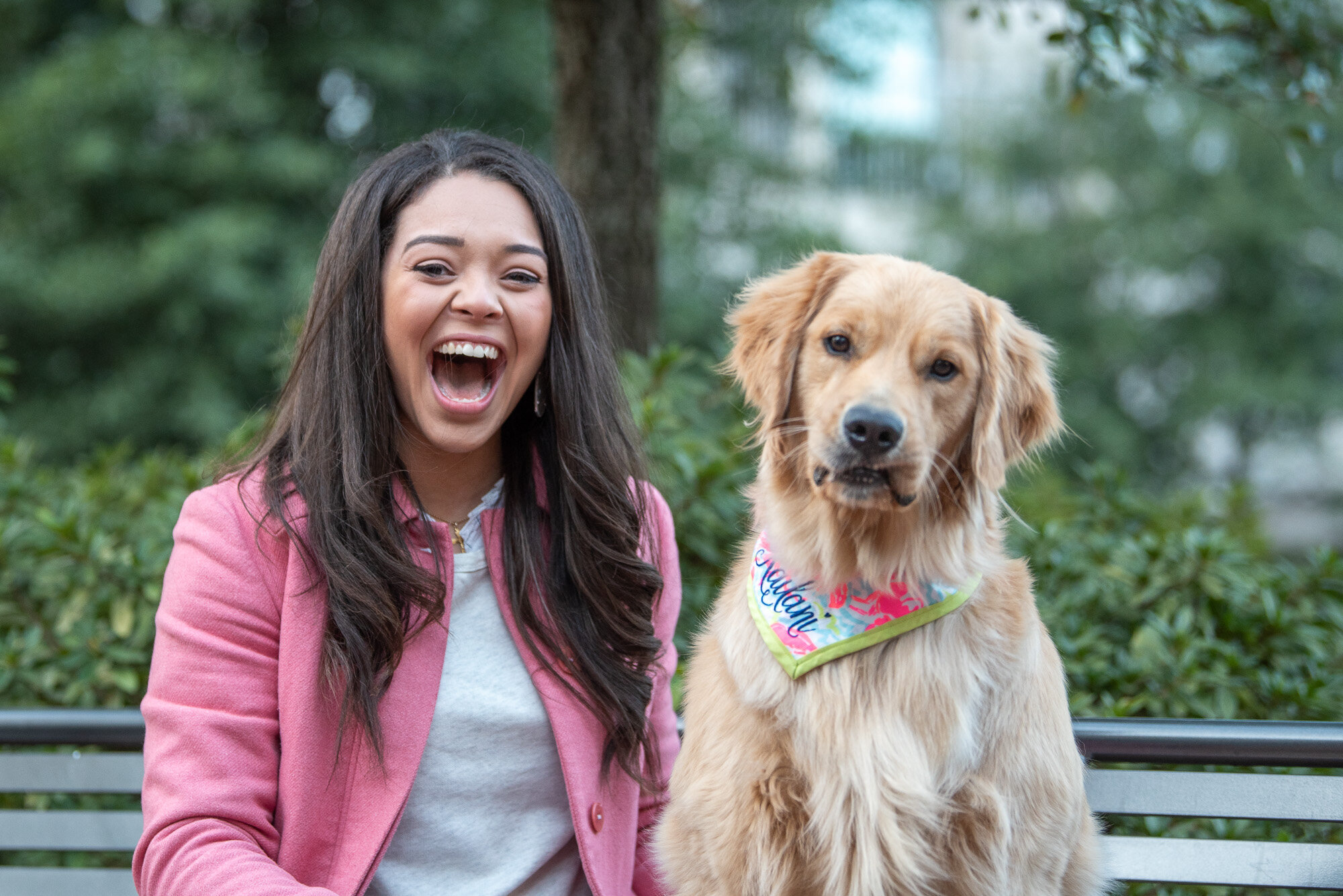 laughing dog mom and derpy face dog