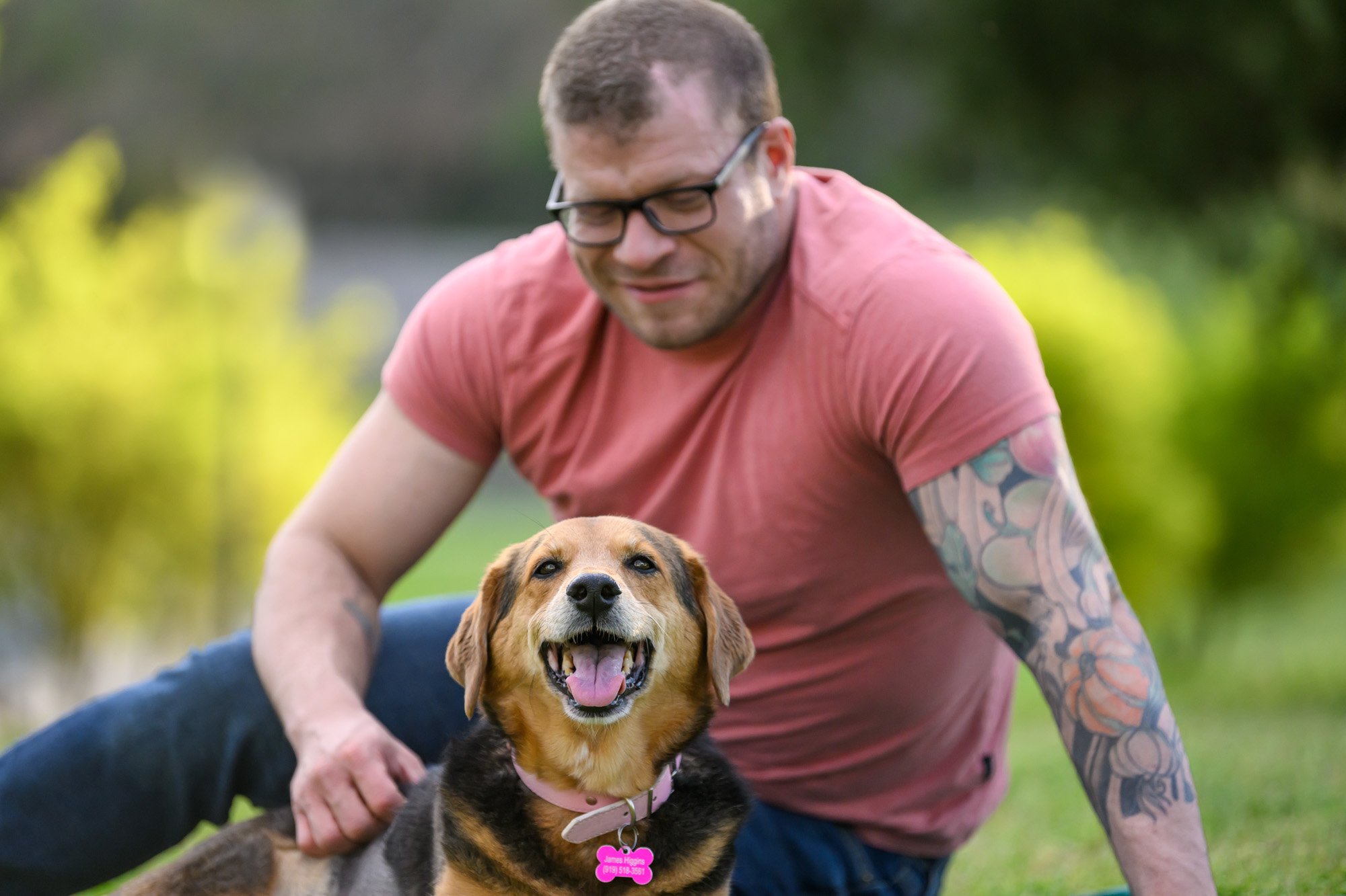 dog dad and older dog with cancer