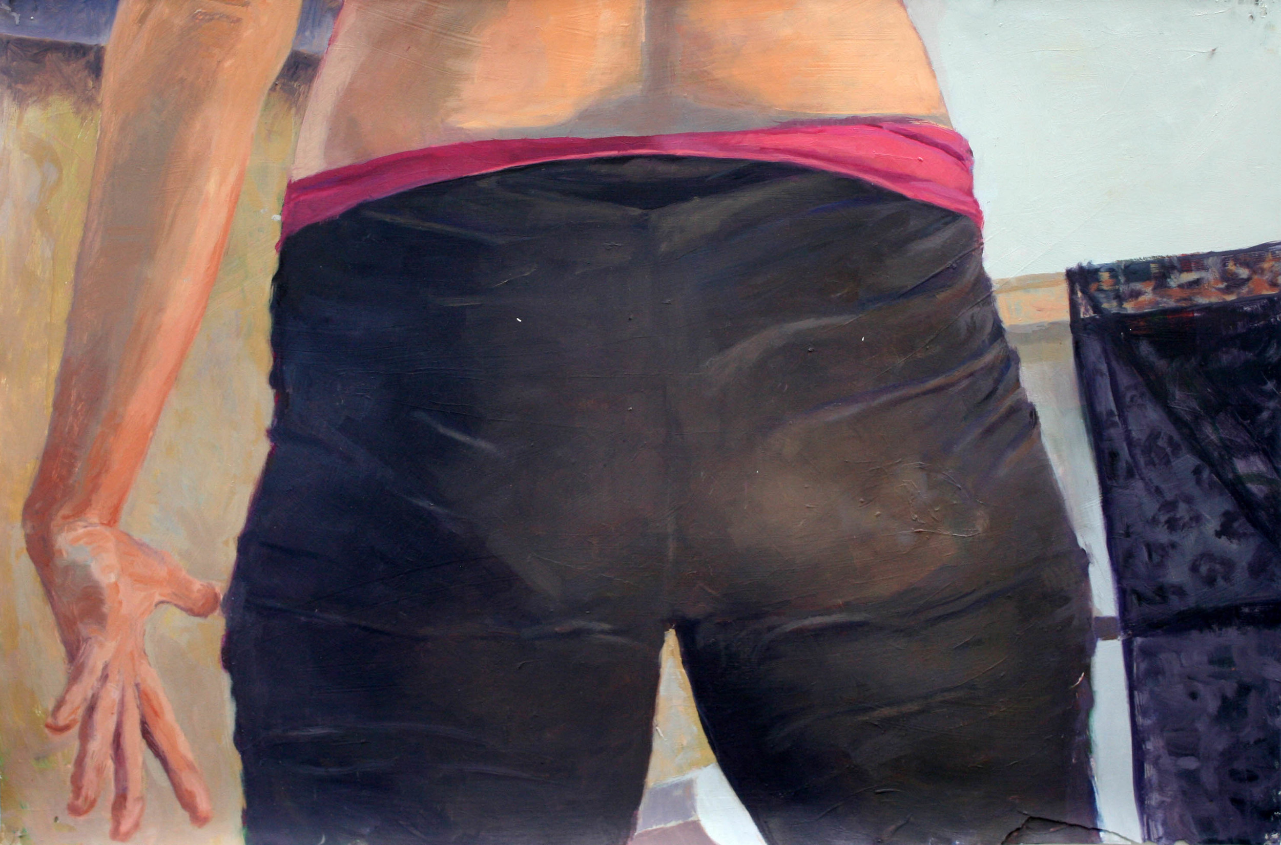    Yoga Butt , 2015. Oil on prepared paper, 25 x 38"  