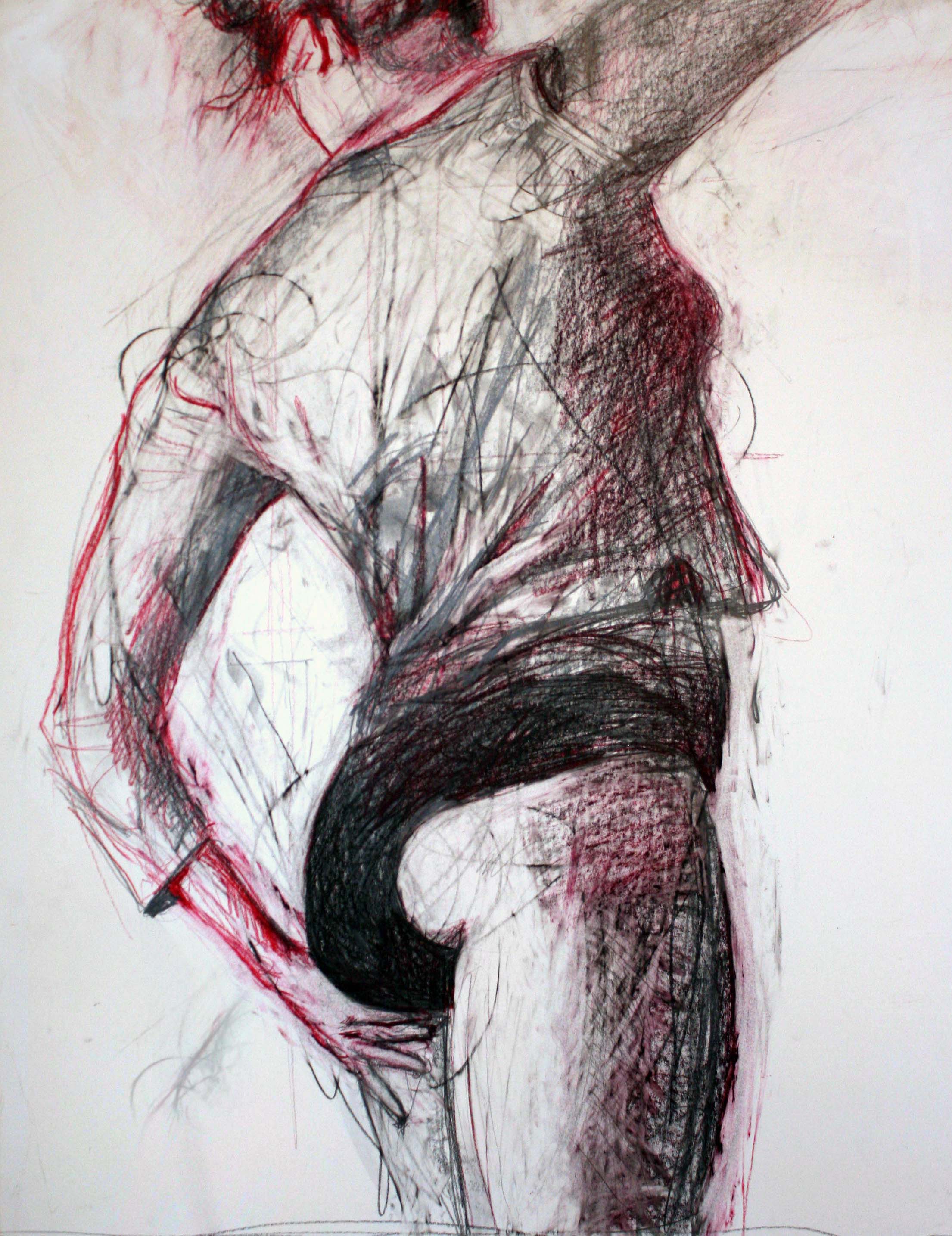   Twist , 2013. Graphite and wax crayon on cardboard, 40 x 30" 
