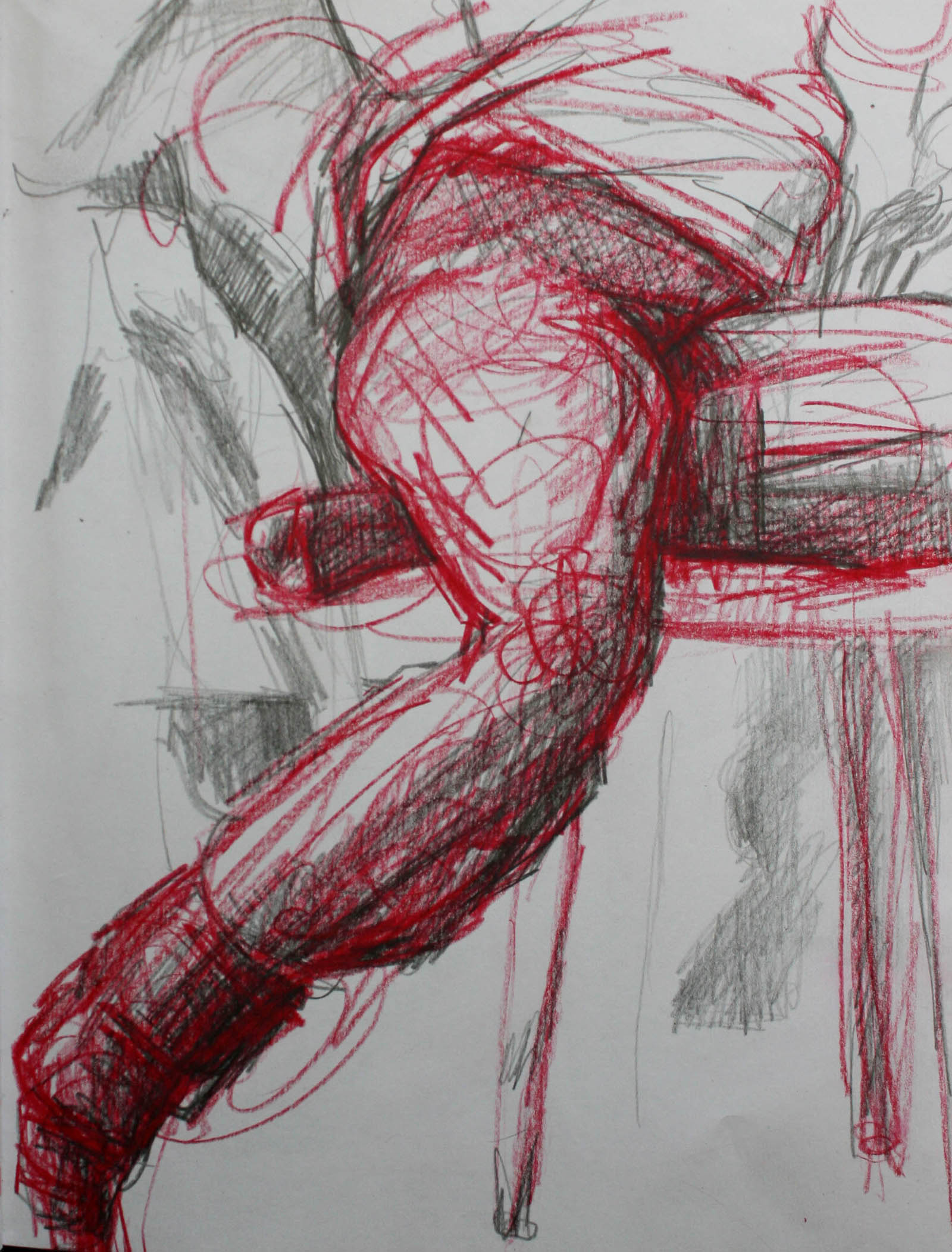   Red Legs , 2014. Graphite and wax crayon on paper, 14 x 11" 