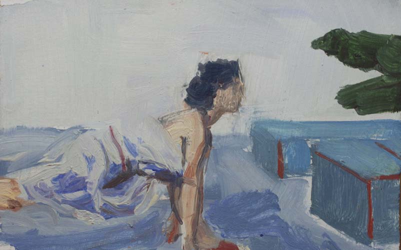   Lunger Study II , 2008. Oil on prepared paper, 5 x 8" 