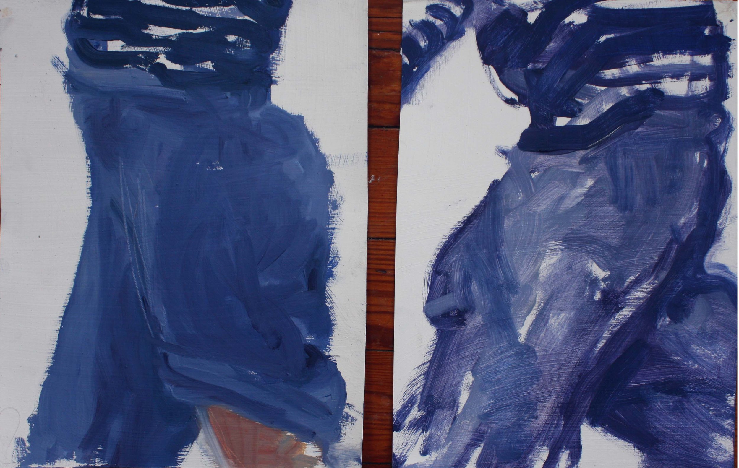   Torsos , 2014. Oil on prepared paper.&nbsp; 