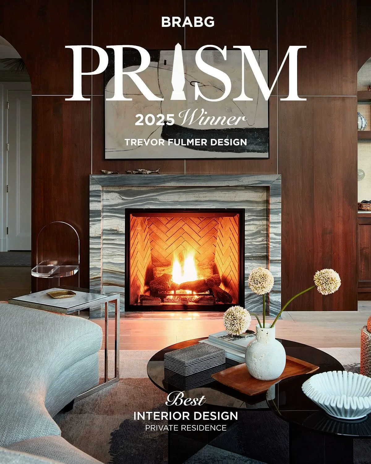 Trevor Fulmer, along with FNB Construction @fbnconstruction received the Silver Award for “Interior Design of a Private Residence (Living Room/Great Room)” for their Nautical Noir project at the PRISM Awards, presented by the Builders and