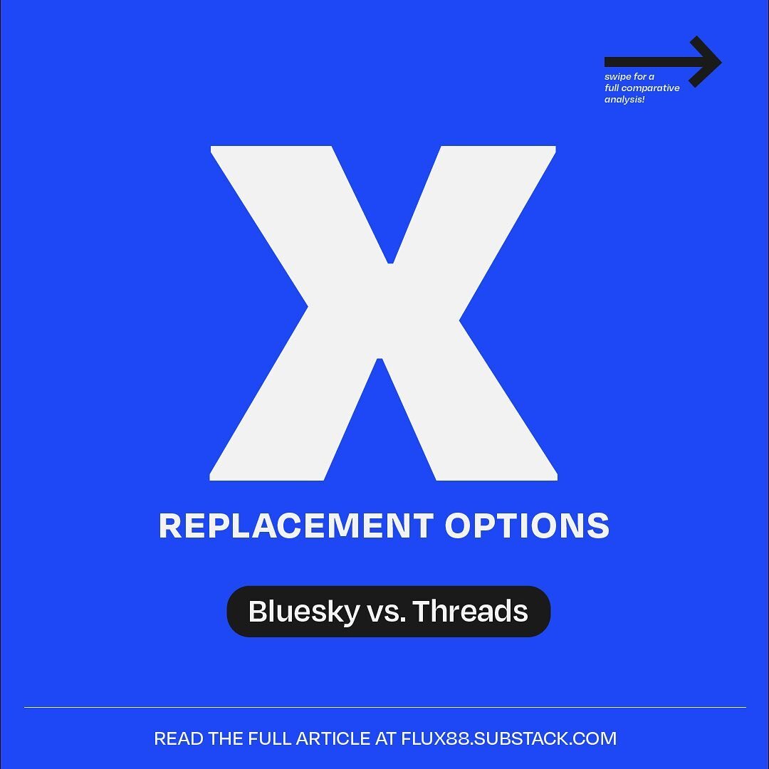 Looking for a replacement for &ldquo;X&rdquo; (previously known as Twitter)? We&rsquo;ve got you covered, swipe for a comparative analysis between two new platforms, Threads and Blue Sky to see which is the right one for you and/or your business.