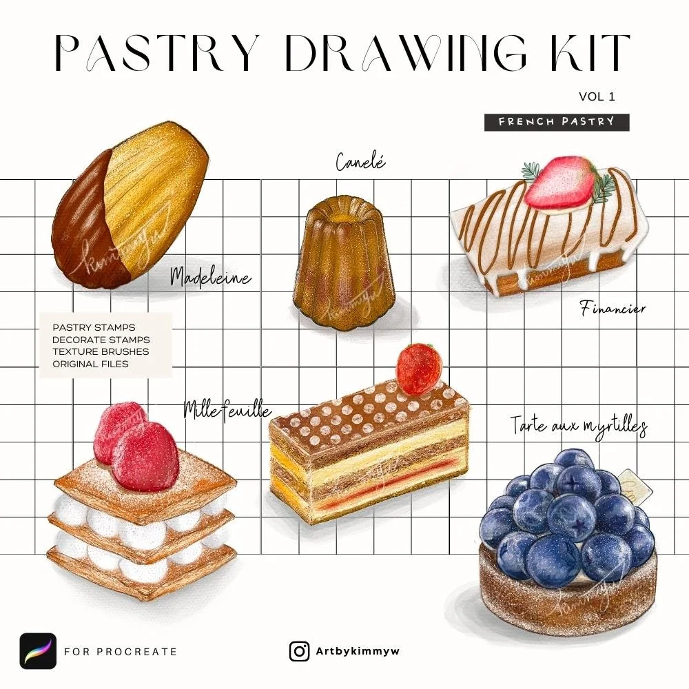 French Pastries Drawings