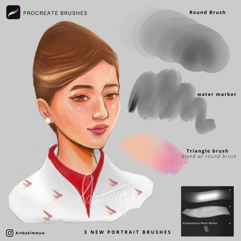 Procreate Realistic Portrait Brushes — Art by Kimmy Wong