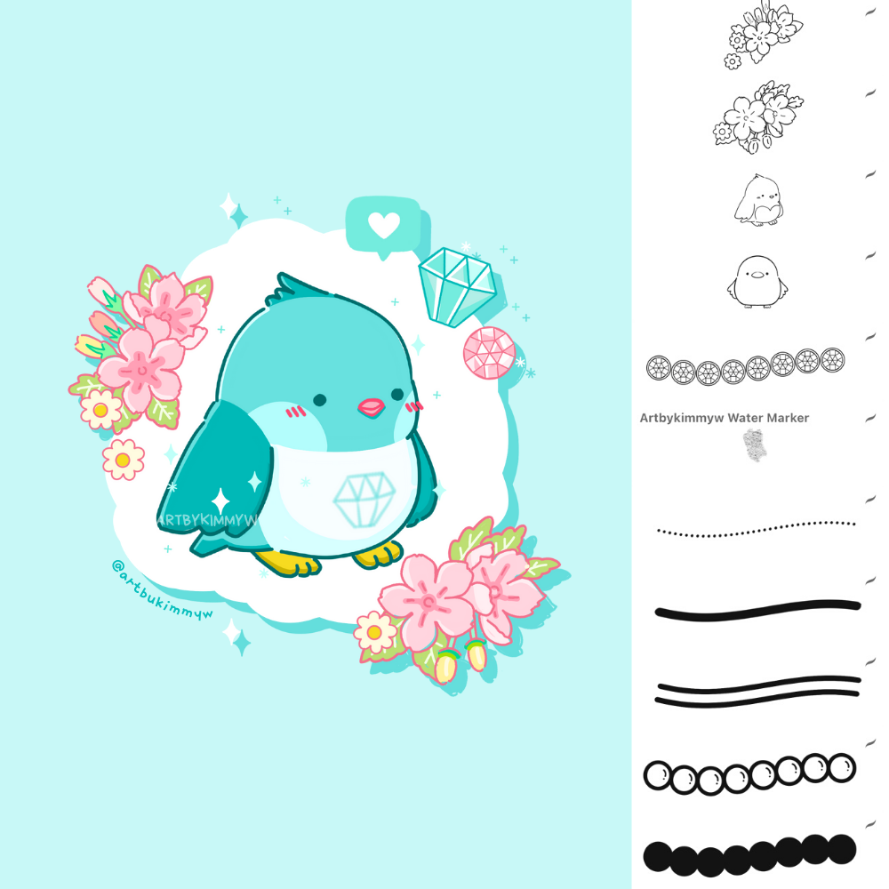 Procreate Kawaii Birb Brush Pack — Art by Kimmy Wong