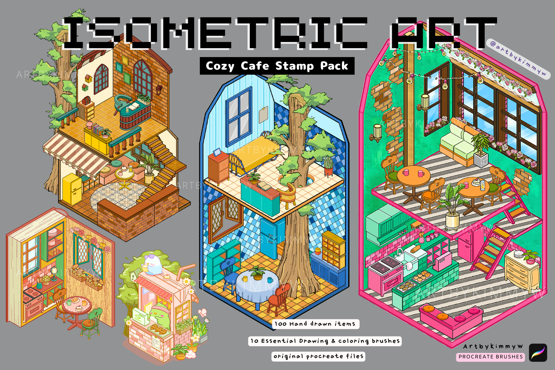 Isometric Art - Cozy Cafe Brush Pack — Art by Kimmy Wong