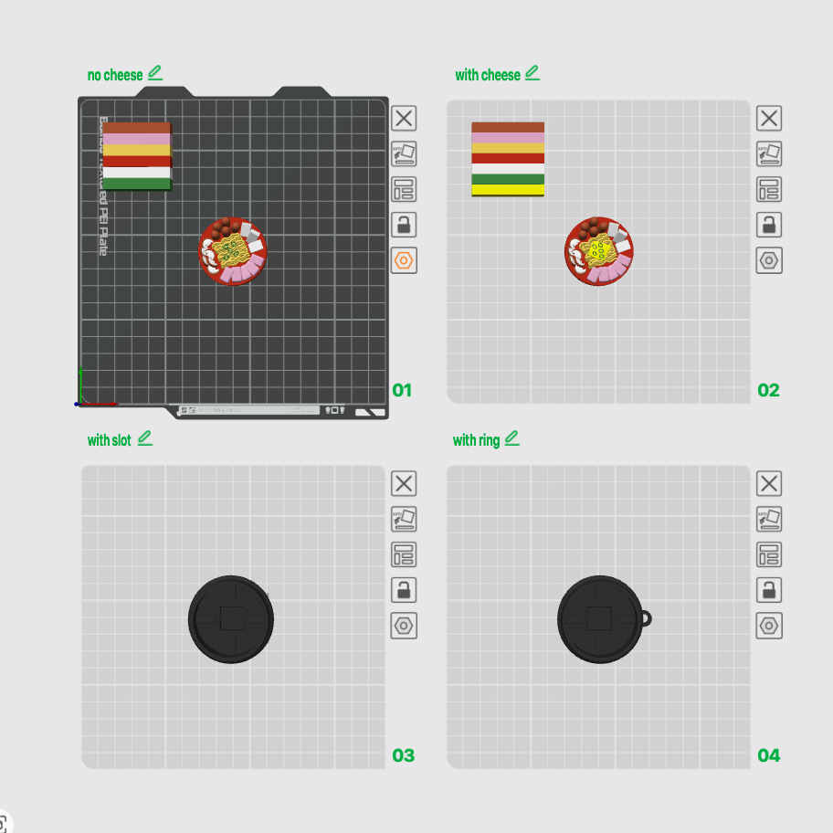 Korean Food clickers 3D printed