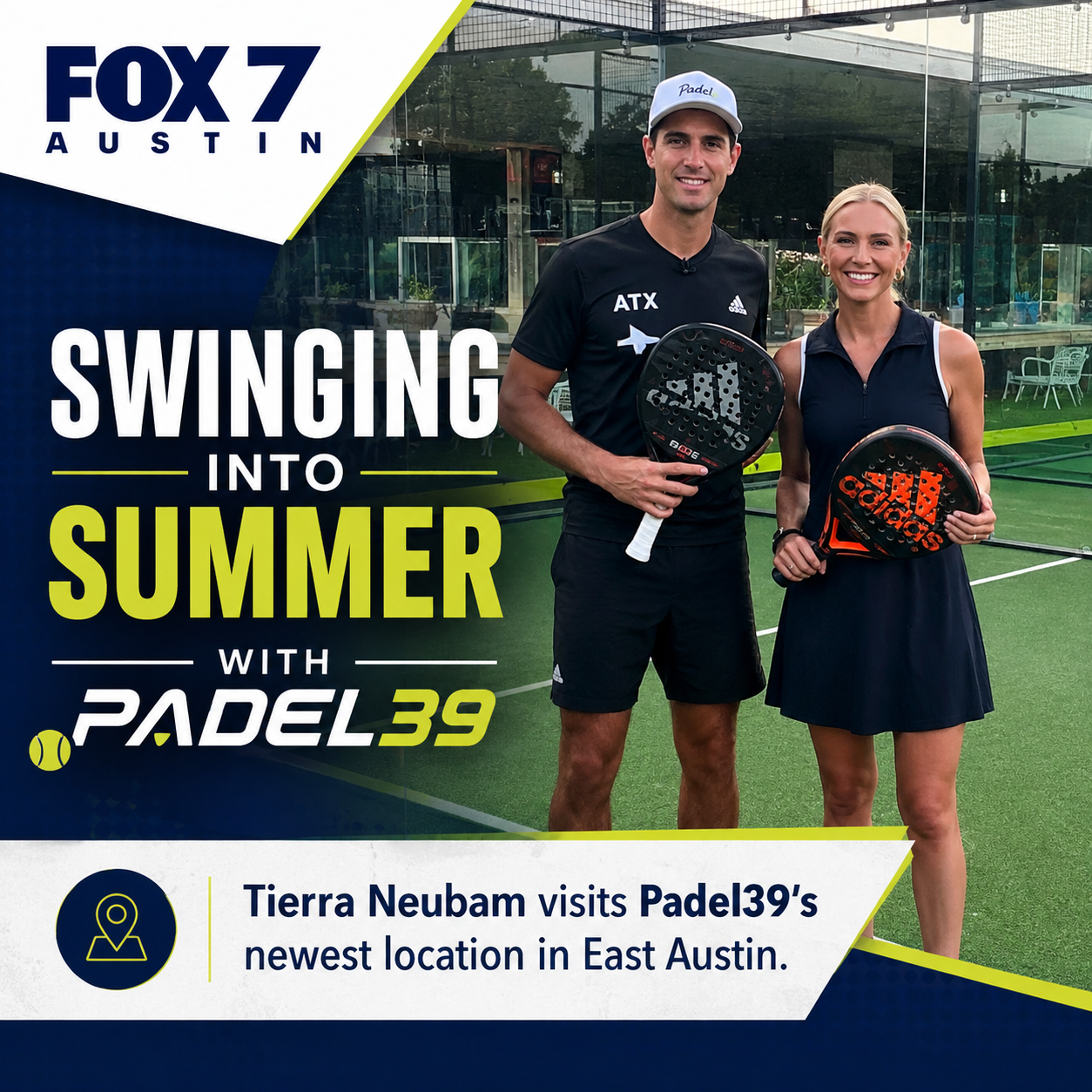 Tierra Neubam from Fox 7 News visits Padel39 in East Austin
