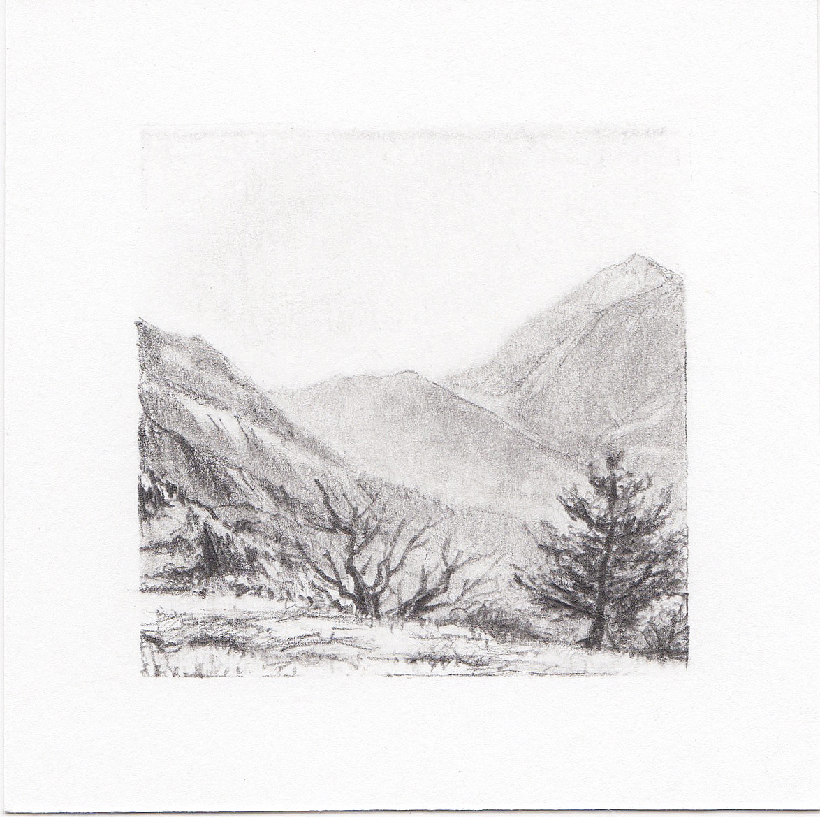 #50 Lone Peak, Wasatch Mountains, Utah | 3x3 | graphite