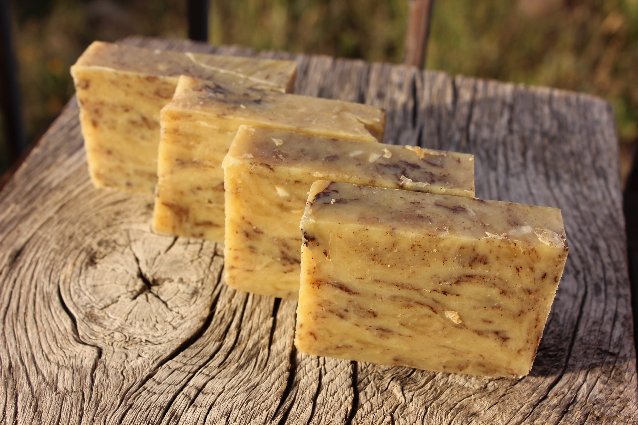Here are a few bars of this woodsy-spicy soap!