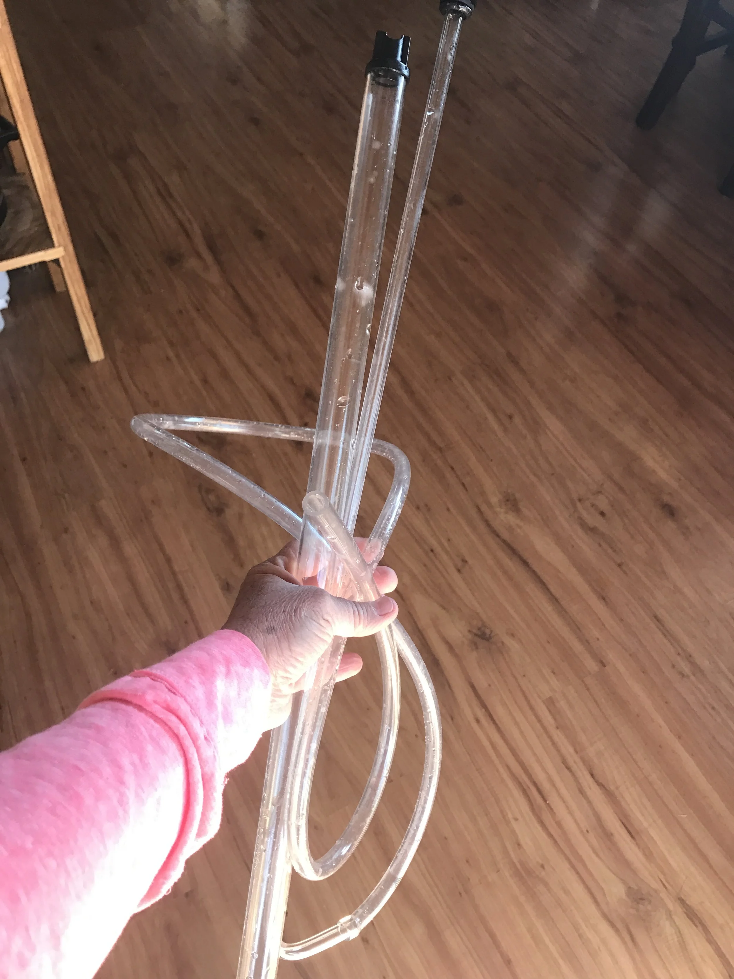 Here is a siphon for home brewing. Although you can just pour your fermented ale through a funnel, using a siphon really cuts down on the mess, and more importantly, it keeps the sludgy sediment down in your bottles!