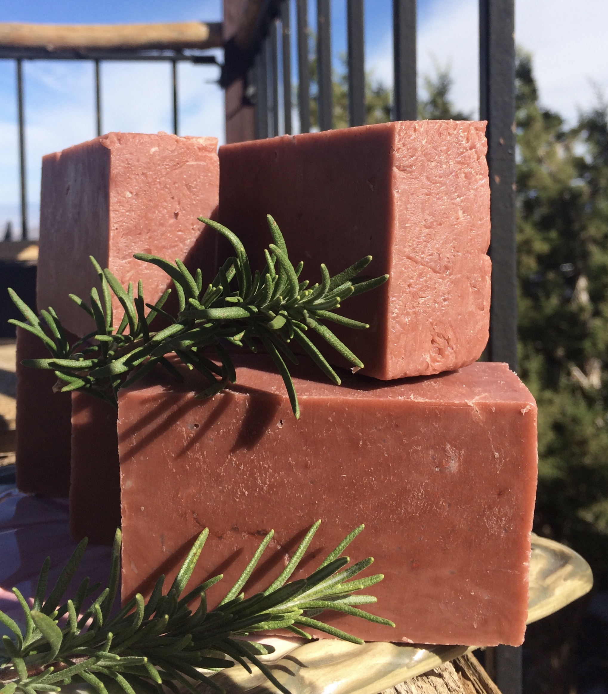 Lavender-Rosemary Soap colored with Red Moroccan Clay