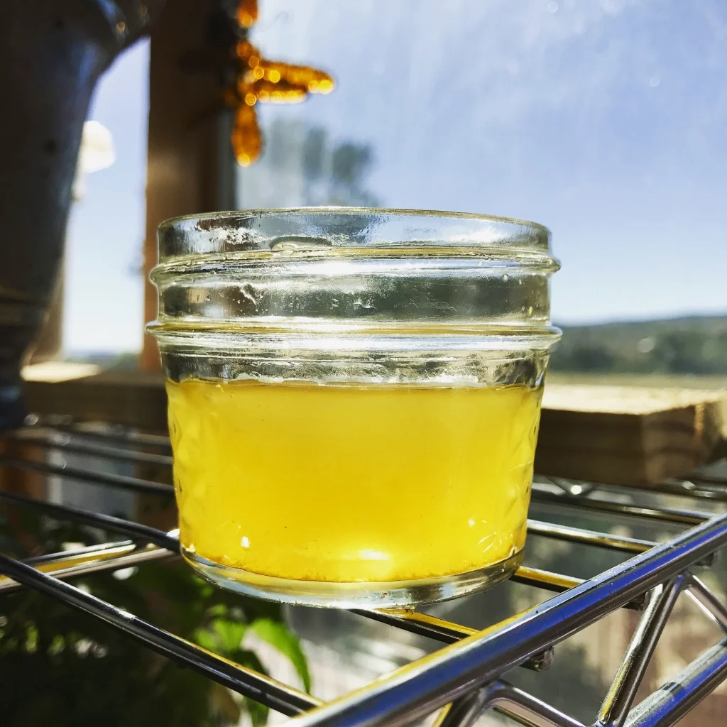 Here is a little glass of Golden Beet & Turmeric Kvass. ...SO good! You can read about regular Beet Kvass here too!