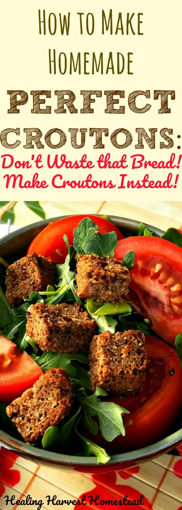 Have extra bread? Or maybe you made a homemade bread mistake? Here's how to save the day and make homemade croutons! You'll be so happy you tried this recipe for homemade croutons!