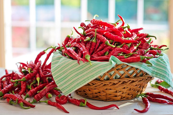 Cayenne peppers are lovely. When dried and ground, the orange powder is very potent.