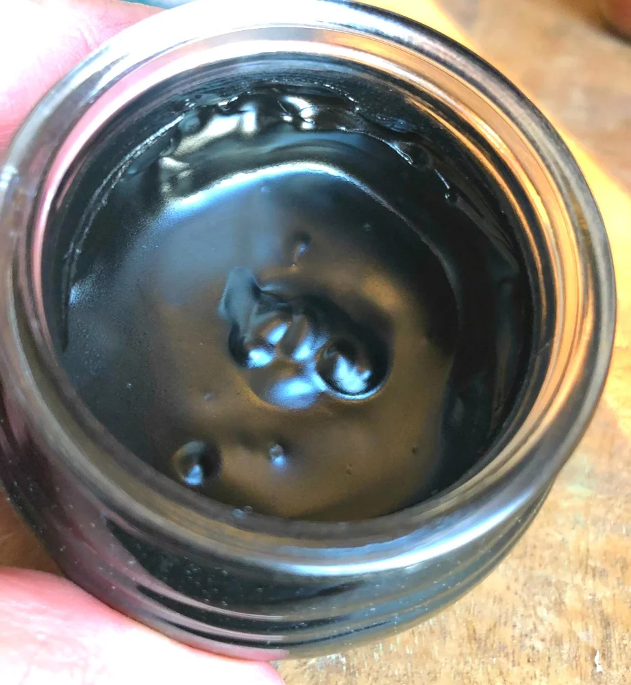 Ready to go! If you stir it while it's starting to set up, like I did, you'll end up with a somewhat disturbed surface. This doesn't affect how the salve works at all.