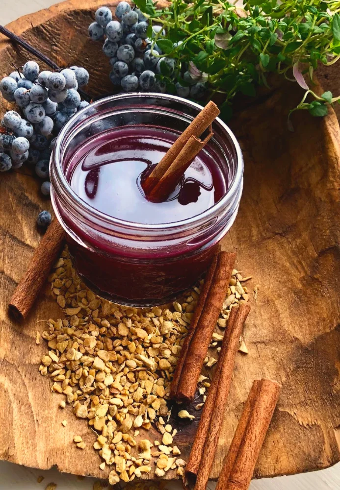 Elderberry cordial—-yes, I drink from Mason jars of all sizes as I lack proper drinking glasses. lol They work just as well!