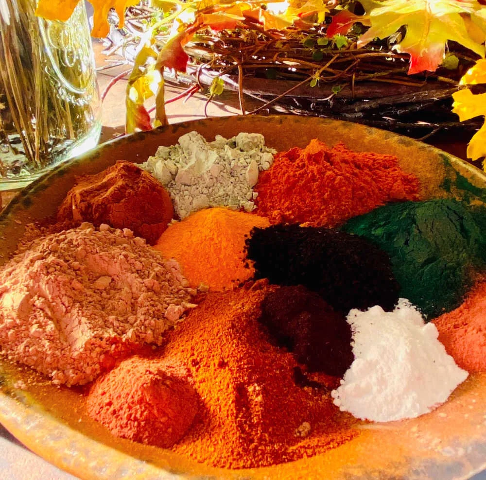 Here are a few of the natural colorants I keep on hand and use when making soap. You can see the huge range of colors---and there are even more choices available to you too!