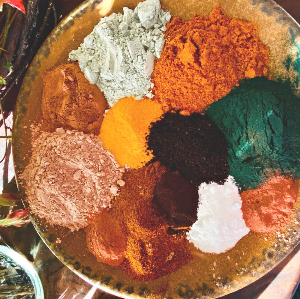 Here are just a few of the clays and herbal powders I have on hand….lots of choices! They are not expensive, and once you have them they last a long, long time!