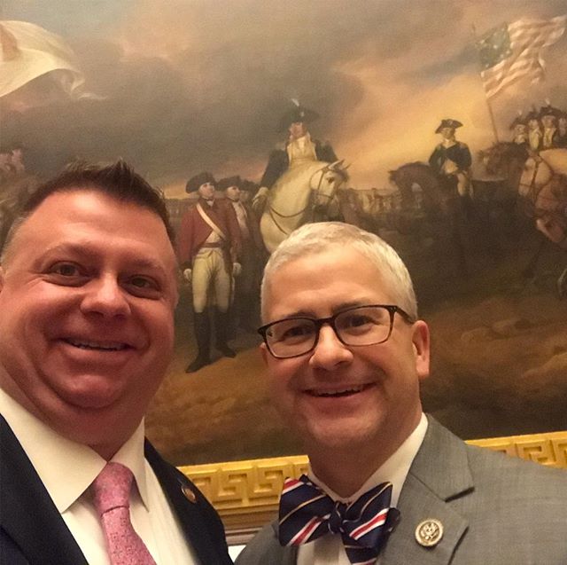 Just an incredible moment in history last night and I am so appreciative of being asked by Rep. Patrick McHenry to attend the State of the Union. We grabbed a selfie in front of the painting of General Benjamin Lincoln accepting the British surrender