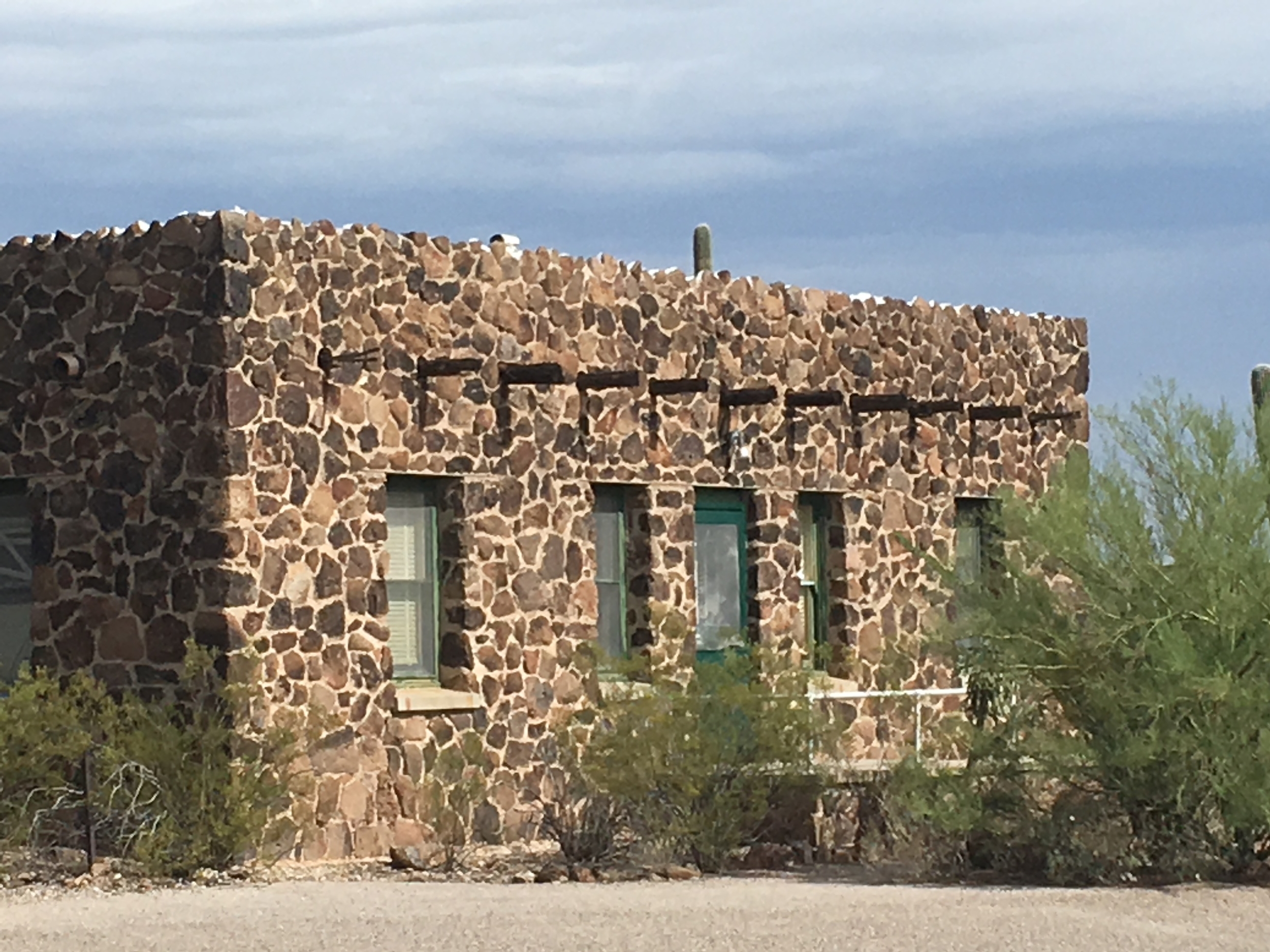 There are several stone buildings on Tumamoc Hill. The Arizona Geological Survey says the geology of Tumamoc and Sentinel Peak is dominated by 20- to 30-million-year old rock.