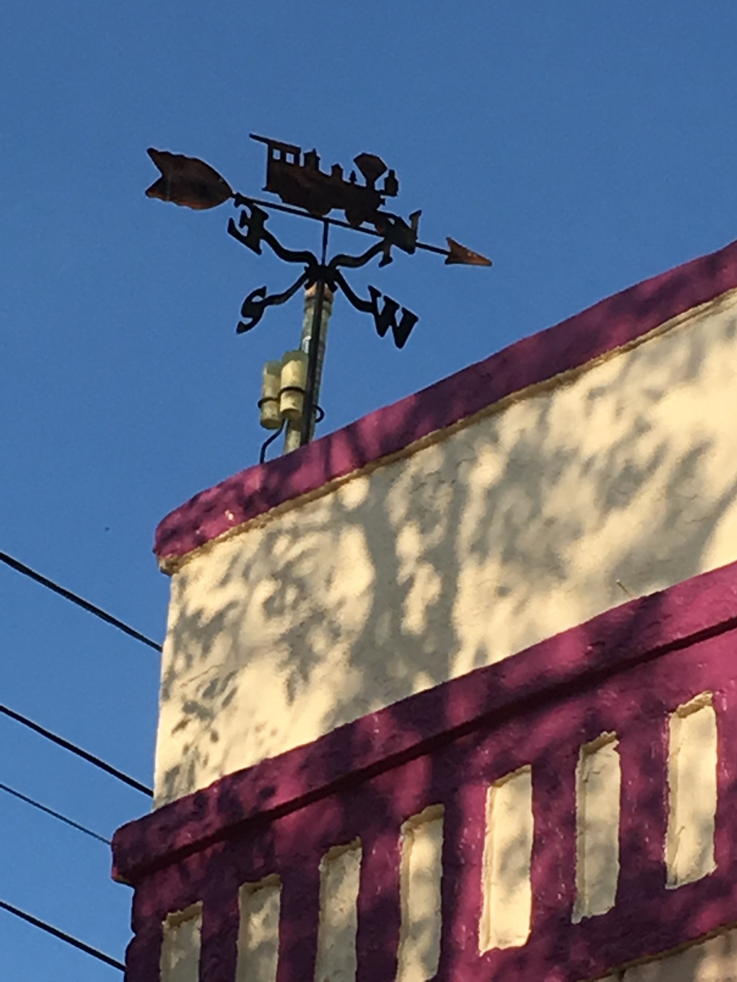 This vane in the Armory Park neighborhood downtown is part of a building with a lot of train motifs. It is also close to the Southern Pacific railroad tracks.