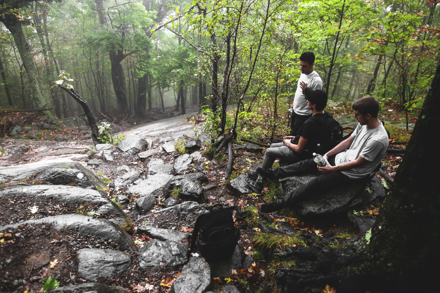 Halfway up. Looking back down Mt. Monadnock.