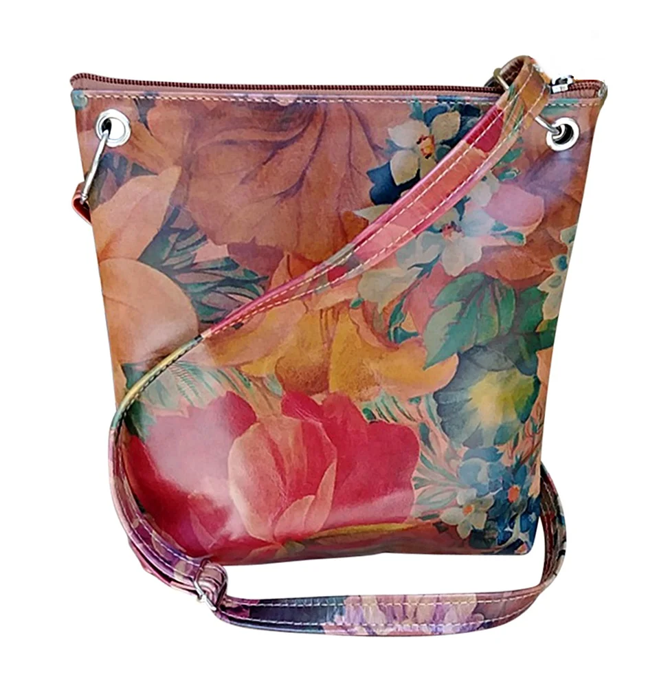 floral leather purse