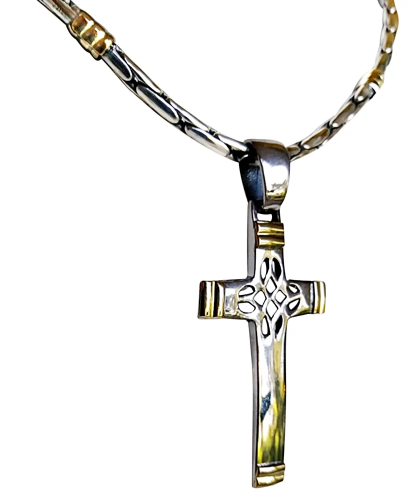 Solid Sterling Silver \u0026 18kt Gold Cross 