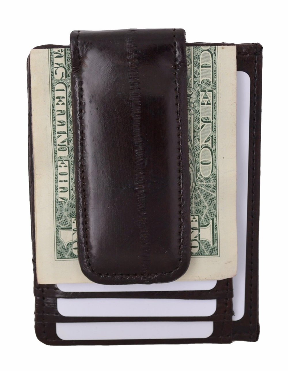brown leather wallet. black leather Mans wallet leather case money clip credit card holder with ID window 