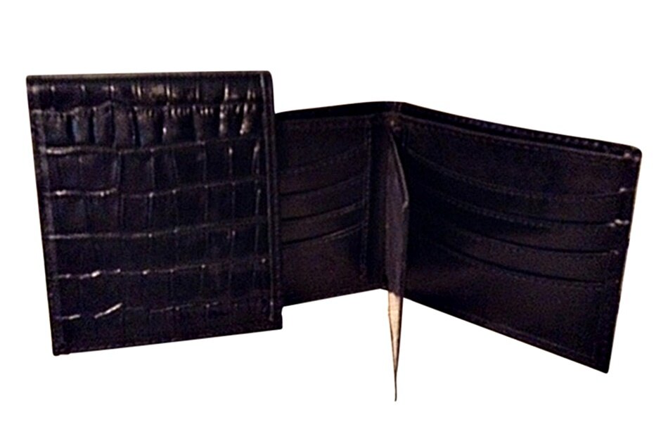 Black Goats Leather 6-slot Bifold Wallet 