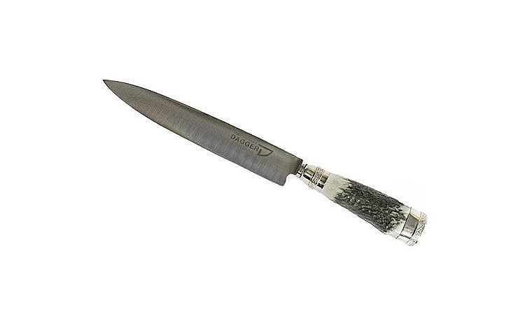 Spectaular Handmade Kaiser Butcher Knife - Hand Forged XL Carbon Steel Blade  - Deer Antler, Redwood and Brass Handle - LA-3170/K — Pieces Of Argentina