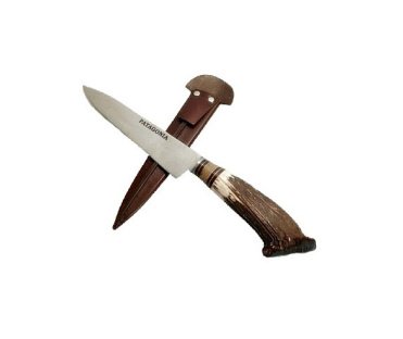 Spectaular Handmade Kaiser Butcher Knife - Hand Forged XL Carbon Steel  Blade - Deer Antler, Redwood and Brass Handle - LA-3170/K — Pieces Of  Argentina